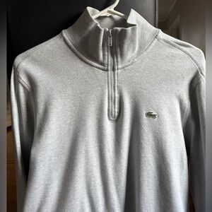 Lacoste Men's Light Gray Quarter Zip-Up Sweater Size 4 (S)